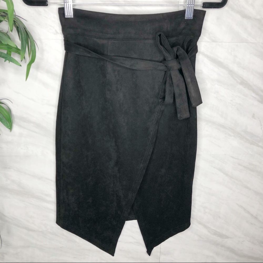 Blanc De Blanc Suede Pencil Skirt Small